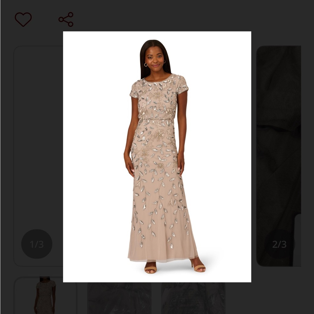 Adrianna Papell Tan Embellished Maxi Dress